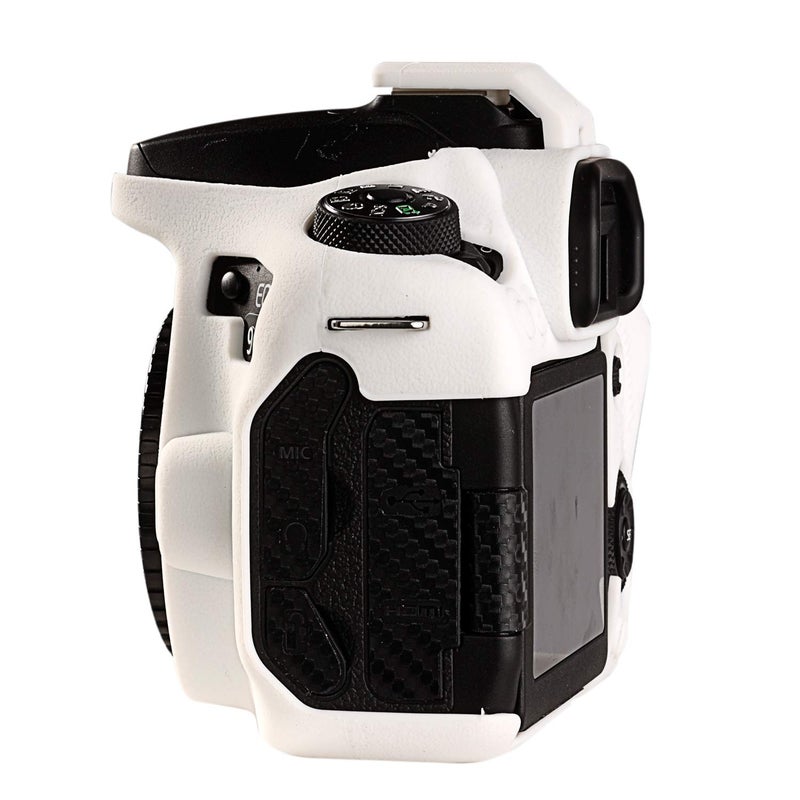 STSEETOP Camera Case for Canon EOS 90D - Silicone Protective DSLR Skin Cover, Detachable Cage, Shockproof, Dustproof (White) - Image 4
